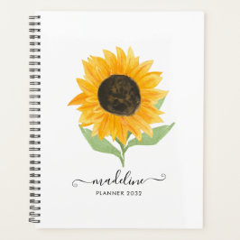Minimal Rustic Sunflower Personalized Name Script プランナー手帳