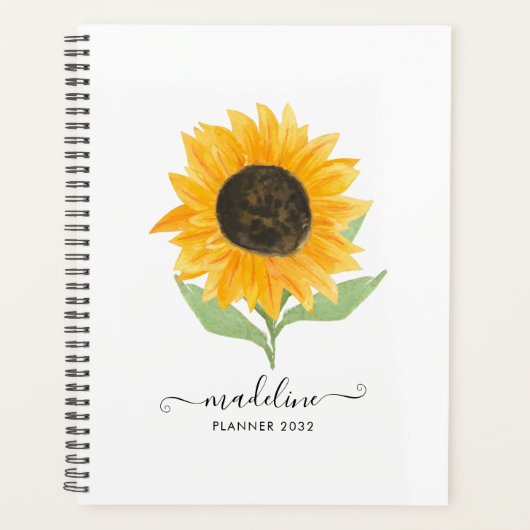Minimal Rustic Sunflower Personalized Name Script プランナー手帳 (正面)