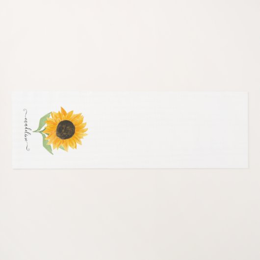 Minimal Rustic Sunflower Personalized Name Script ヨガマット (裏面(横))