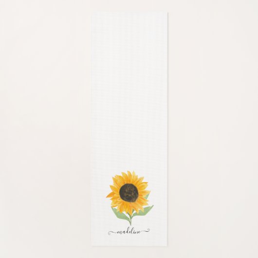 Minimal Rustic Sunflower Personalized Name Script ヨガマット (正面)