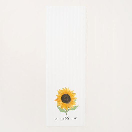 Minimal Rustic Sunflower Personalized Name Script ヨガマット (裏面)