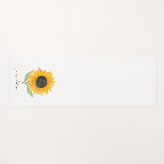 Minimal Rustic Sunflower Personalized Name Script ヨガマット (正面(横))