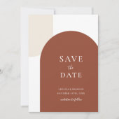 Minimal Rustic Terracotta Boho Arch Script Wedding セーブザデート (正面)