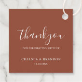 Minimal Rustic Terracotta Thank You Script Wedding フェイバータグ (裏面)