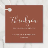 Minimal Rustic Terracotta Thank You Script Wedding フェイバータグ (正面)