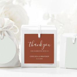 Minimal Rustic Terracotta Thank You Script Wedding フェイバータグ