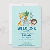Minimal Safari Wild One Birthday  招待状 (正面)