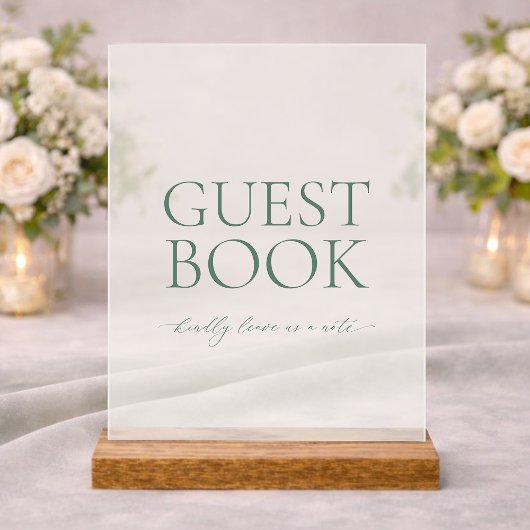 Minimal Sage Green Acrylic Wedding Guest Book Sign アクリルサイン