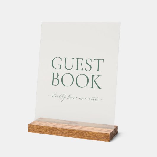 Minimal Sage Green Acrylic Wedding Guest Book Sign アクリルサイン (傾斜)