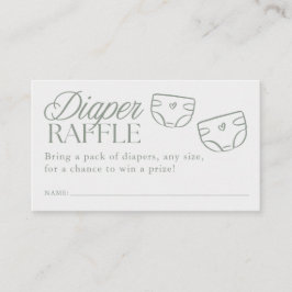 Minimal Sage Green Baby Shower Diaper Raffle エンクロージャーカード