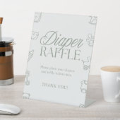 Minimal Sage Green Baby Shower Diaper Raffle Sign 台座サイン (インサイチュ)