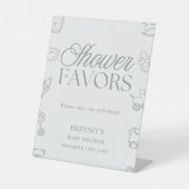 Minimal Sage Green Baby Shower Favors 台座サイン (正面)