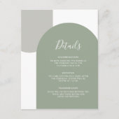 Minimal Sage Green Boho Arch Wedding Details エンクロージャーカード (正面)