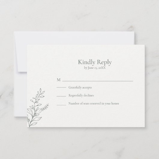 Minimal Sage Green Botanical RSVP Card (正面)