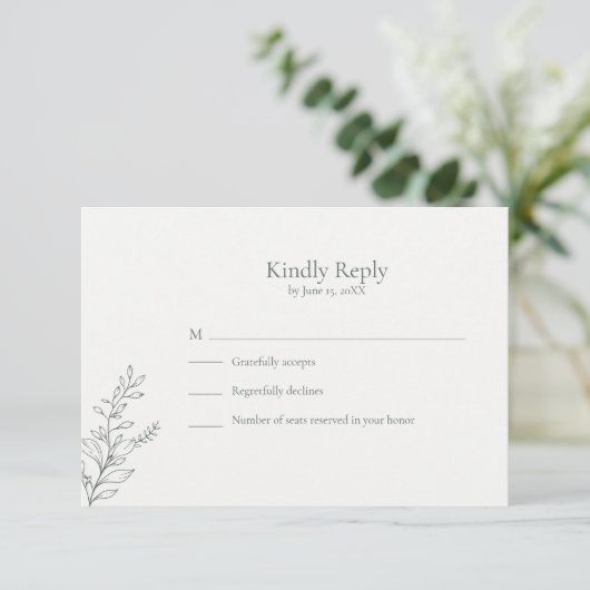 Minimal Sage Green Botanical RSVP Card (スタンド正面)