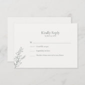Minimal Sage Green Botanical RSVP Card (正面/裏面)