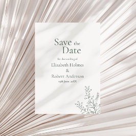 Minimal Sage Green Botanical Save the Date 招待状