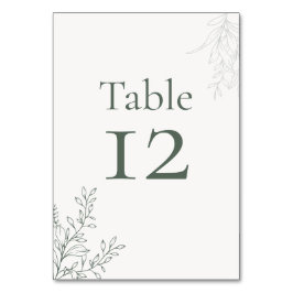 Minimal Sage Green Botanical Table Number テーブルナンバー