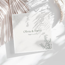 Minimal Sage Green Botanical Wedding Napkin スタンダードカクテルナプキン