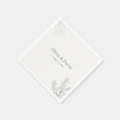 Minimal Sage Green Botanical Wedding Napkin スタンダードカクテルナプキン (角)