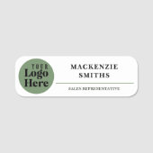 Minimal Sage Green Custom Logo Employee  名札 (正面)