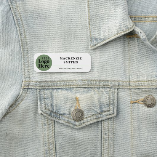 Minimal Sage Green Custom Logo Employee  名札 (インサイチュ)