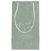Minimal Sage Green Floral Bridal Shower Thank You スモールペーパーバッグ (正面)
