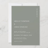 Minimal Sage Green Modern Simple Wedding 招待状 (正面)