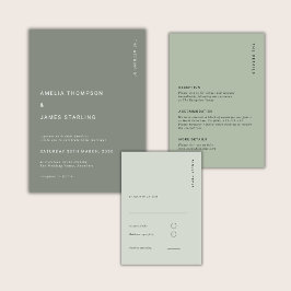Minimal Sage Green Modern Simple Wedding 招待状