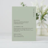 Minimal Sage Green Modern Simple Wedding Details エンクロージャーカード (スタンド正面)