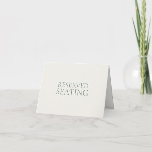 Minimal Sage Green Reserved Seating Place Card 招待状 (裏面)