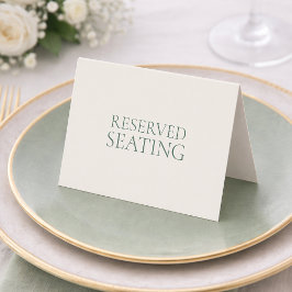 Minimal Sage Green Reserved Seating Place Card 招待状