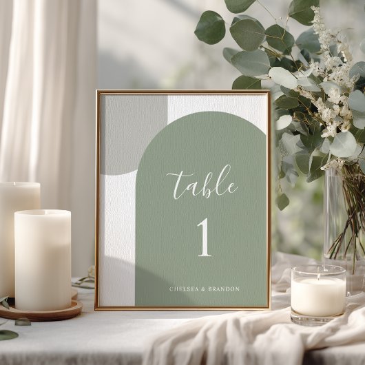 Minimal Sage Green Rustic Boho Arch Table Number テーブルナンバー