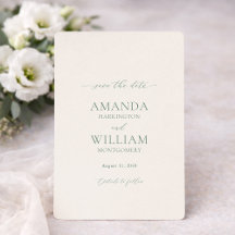 Minimal Sage Green Save the Date Card