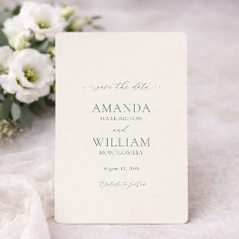 Minimal Sage Green Save the Date Card 招待状