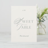 Minimal Sage Green Sweet Table Sign 招待状 (スタンド正面)