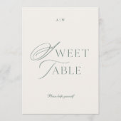 Minimal Sage Green Sweet Table Sign 招待状 (正面)