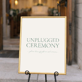Minimal Sage Green Unplugged Ceremony Wedding Sign ポスター