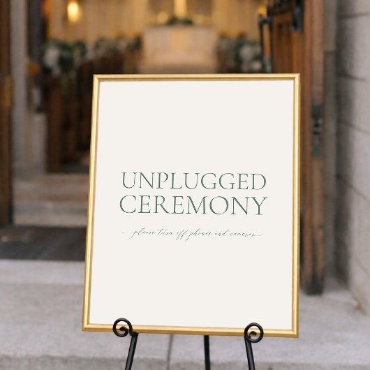 Minimal Sage Green Unplugged Ceremony Wedding Sign ポスター