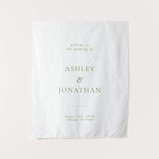 Minimal Sage Green Wedding Backdrop Tapestry タペストリー (正面)