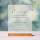 Minimal Sage Green Wedding Bar Menu  アクリルサイン (ニュートラル)