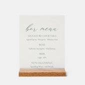 Minimal Sage Green Wedding Bar Menu  アクリルサイン (正面)