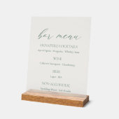 Minimal Sage Green Wedding Bar Menu  アクリルサイン (傾斜)