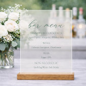 Minimal Sage Green Wedding Bar Menu  アクリルサイン