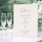 Minimal Sage Green Wedding Bar Menu Sign 招待状