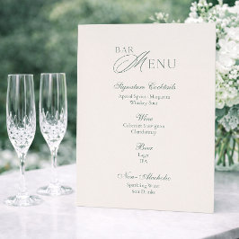 Minimal Sage Green Wedding Bar Menu Sign 招待状