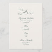 Minimal Sage Green Wedding Bar Menu Sign 招待状 (正面)