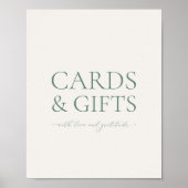Minimal Sage Green Wedding Cards & Gifts Sign ポスター (正面)
