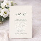 Minimal Sage Green Wedding Details Card  招待状