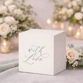 Minimal Sage Green Wedding Favor Box with Love フェイバーボックス